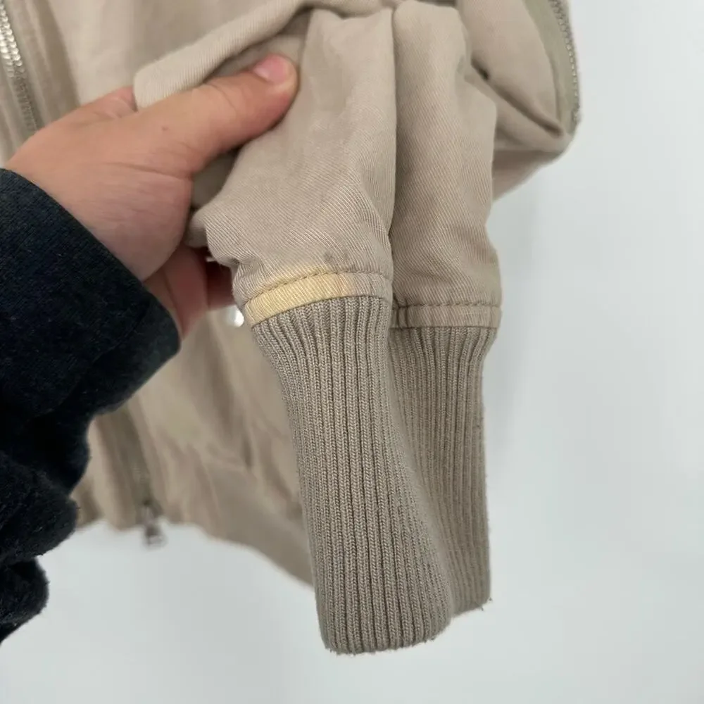 AMI PARIS Beige Bomber Jacket Designer Size Small Full Zip Classic Cotton Linen